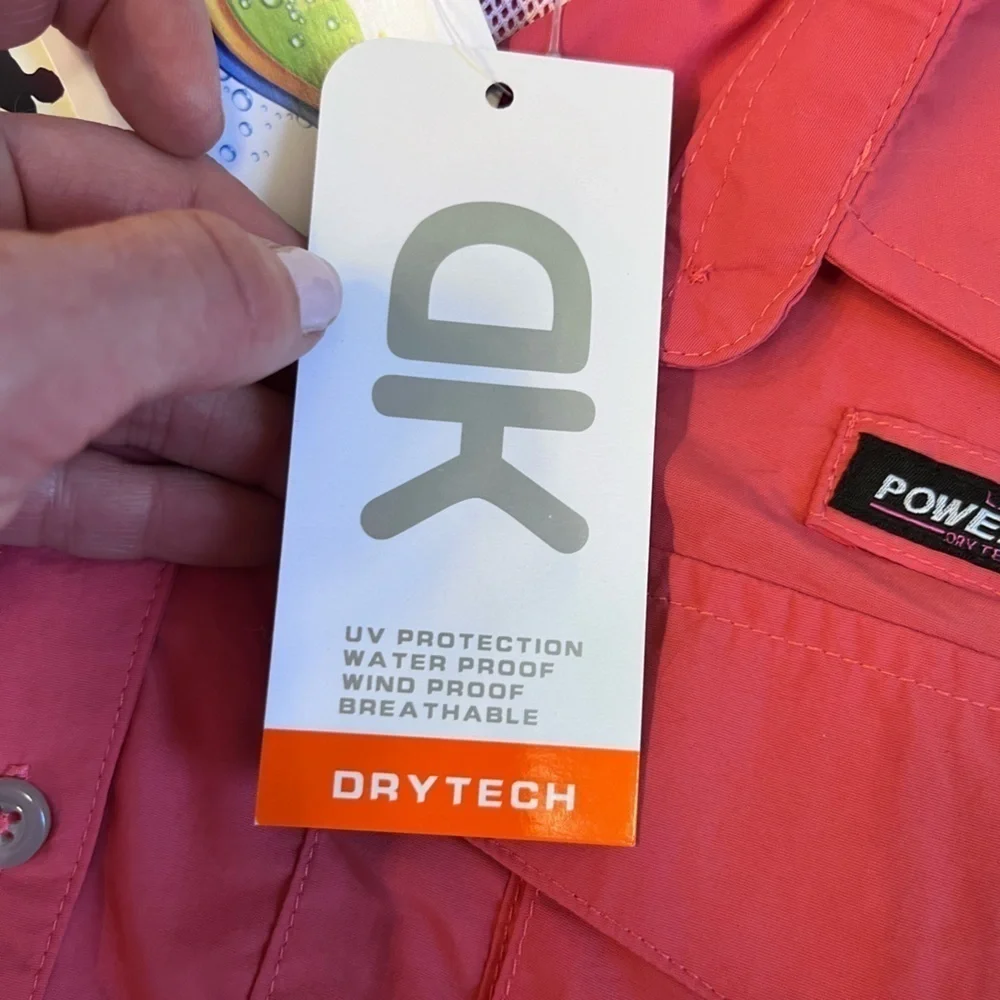 NWT Little Donkey Andy Vented UV Protectant Button Down Shirt- Size Large- Coral - Picture 13 of 16